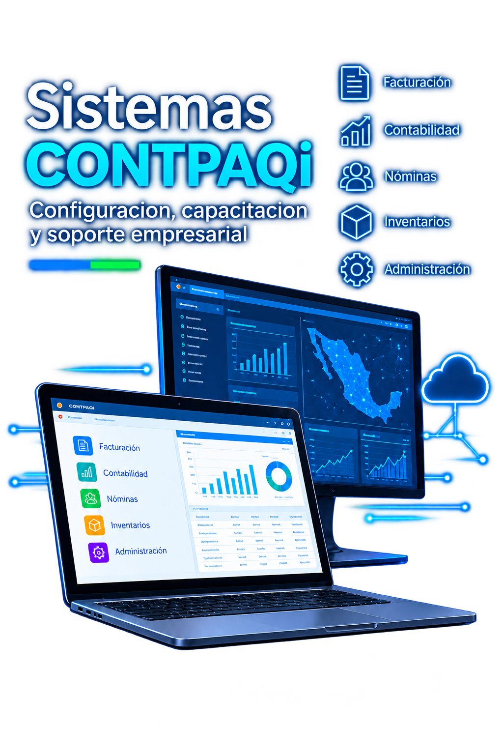 Sistemas CONTPAQi, configuracion, capacitacion y soporte empresarial